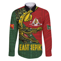 Sepik River Crocodile & Arts Festival Melanesian Pattern Family Matching Long Sleeve Bodycon Dress and Hawaiian Shirt LT03 Dad's Shirt - Long Sleeve Red - Polynesian Pride