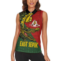 Sepik River Crocodile & Arts Festival Melanesian Pattern Women Sleeveless Polo Shirt