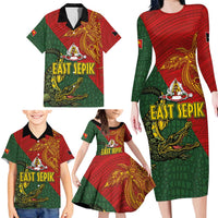 Sepik River Crocodile & Arts Festival Family Matching Long Sleeve Bodycon Dress and Hawaiian Shirt Bird-of-paradise Melanesian Tattoo LT03 - Polynesian Pride