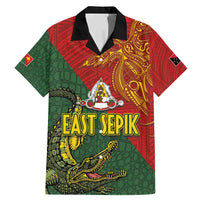 Sepik River Crocodile & Arts Festival Family Matching Mermaid Dress and Hawaiian Shirt Bird-of-paradise Melanesian Tattoo LT03 Dad's Shirt - Short Sleeve Red - Polynesian Pride