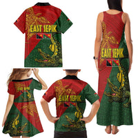 Sepik River Crocodile & Arts Festival Family Matching Tank Maxi Dress and Hawaiian Shirt Bird-of-paradise Melanesian Tattoo