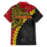 Papua New Guinea Independence Day Family Matching Off Shoulder Short Dress and Hawaiian Shirt Bird-of-paradise Melanesian Tattoo