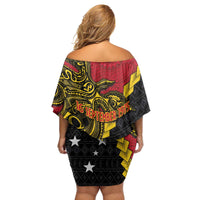 Papua New Guinea Independence Day Family Matching Off Shoulder Short Dress and Hawaiian Shirt Bird-of-paradise Melanesian Tattoo