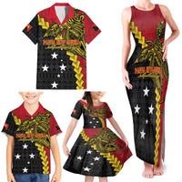 Papua New Guinea Independence Day Family Matching Tank Maxi Dress and Hawaiian Shirt Bird-of-paradise Melanesian Tattoo