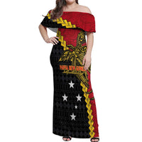 Papua New Guinea Independence Day Off Shoulder Maxi Dress Bird-of-paradise Melanesian Tattoo