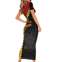 Papua New Guinea Independence Day Short Sleeve Bodycon Dress Bird-of-paradise Melanesian Tattoo