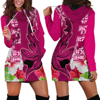 Polynesian Fiji Hoodie Dress Shark and Hibiscus Tapa Pattern Purple Version LT03 - Polynesian Pride