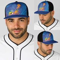 Hawaiian Funny Fruits Sea Animals Baseball Net Cap Mango Reef Triggerfish and Pineapple Turtle and Mandarin Jellyfish LT03 - Polynesian Pride