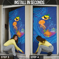 Hawaiian Funny Fruits Sea Animals Door Cover Mango Reef Triggerfish and Pineapple Turtle and Mandarin Jellyfish LT03 - Polynesian Pride