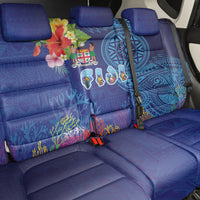 Fiji Day Back Car Seat Cover Coral Reef with Tapa Motifs and Hibiscus Ocean Vibe LT03 - Polynesian Pride