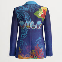 Fiji Day Blazer Coral Reef with Tapa Motifs and Hibiscus Ocean Vibe LT03 - Polynesian Pride