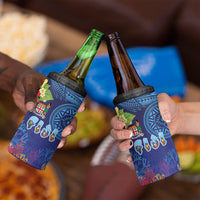 Fiji Day 4 in 1 Can Cooler Tumbler Coral Reef with Tapa Motifs and Hibiscus Ocean Vibe LT03 - Polynesian Pride