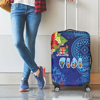 Fiji Day Luggage Cover Coral Reef with Tapa Motifs and Hibiscus Ocean Vibe LT03 - Polynesian Pride