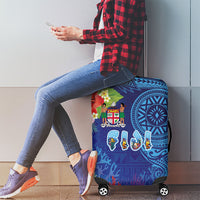 Fiji Day Luggage Cover Coral Reef with Tapa Motifs and Hibiscus Ocean Vibe LT03 - Polynesian Pride