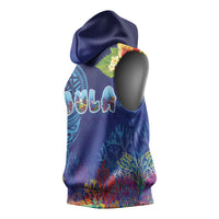 Fiji Day Sleeveless Hoodie Coral Reef with Tapa Motifs and Hibiscus Ocean Vibe LT03 - Polynesian Pride