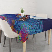Fiji Day Tablecloth Coral Reef with Tapa Motifs and Hibiscus Ocean Vibe LT03 - Polynesian Pride