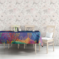 Fiji Day Tablecloth Coral Reef with Tapa Motifs and Hibiscus Ocean Vibe LT03 - Polynesian Pride