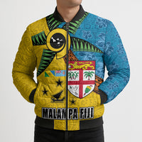 Malampa Fiji Day Bomber Puffer Jacket Tapa and Melanesian Patterns with Coat of Arms LT03 - Polynesian Pride