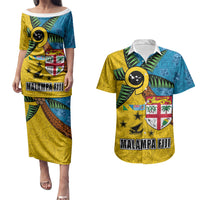 Malampa Fiji Day Couples Matching Puletasi and Hawaiian Shirt Tapa and Melanesian Patterns with Coat of Arms LT03 Multicolor - Polynesian Pride