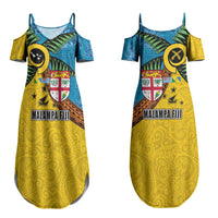 Malampa Fiji Day Couples Matching Summer Maxi Dress and Hawaiian Shirt Tapa and Melanesian Patterns with Coat of Arms LT03 - Polynesian Pride