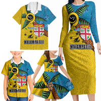 Malampa Fiji Day Family Matching Long Sleeve Bodycon Dress and Hawaiian Shirt Tapa and Melanesian Patterns with Coat of Arms LT03 - Polynesian Pride