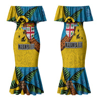 Malampa Fiji Day Family Matching Mermaid Dress and Hawaiian Shirt Tapa and Melanesian Patterns with Coat of Arms LT03 Mom's Dress Multicolor - Polynesian Pride