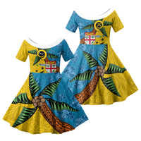Malampa Fiji Day Family Matching Puletasi and Hawaiian Shirt Tapa and Melanesian Patterns with Coat of Arms LT03 Daughter's Dress Multicolor - Polynesian Pride