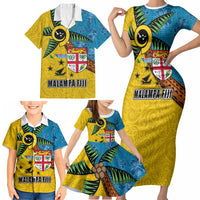 Malampa Fiji Day Family Matching Short Sleeve Bodycon Dress and Hawaiian Shirt Tapa and Melanesian Patterns with Coat of Arms LT03 - Polynesian Pride