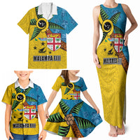 Malampa Fiji Day Family Matching Tank Maxi Dress and Hawaiian Shirt Tapa and Melanesian Patterns with Coat of Arms LT03 - Polynesian Pride