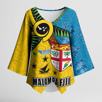 Malampa Fiji Day Kimono Sleeve Blouse Tapa and Melanesian Patterns with Coat of Arms LT03 Female Multicolor - Polynesian Pride
