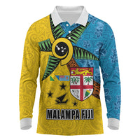 Malampa Fiji Day Long Sleeve Polo Shirt Tapa and Melanesian Patterns with Coat of Arms LT03 Multicolor - Polynesian Pride