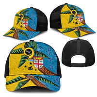 Malampa Fiji Day Mesh Trucker Cap Tapa and Melanesian Patterns with Coat of Arms LT03 - Polynesian Pride