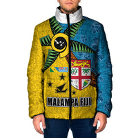 Malampa Fiji Day Padded Jacket Tapa and Melanesian Patterns with Coat of Arms LT03 Men Multicolor - Polynesian Pride