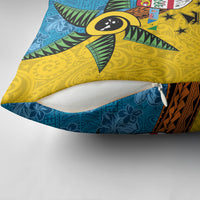 Malampa Fiji Day Pillow Cover Tapa and Melanesian Patterns with Coat of Arms LT03 - Polynesian Pride