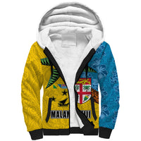 Malampa Fiji Day Sherpa Hoodie Tapa and Melanesian Patterns with Coat of Arms LT03 Unisex Multicolor - Polynesian Pride