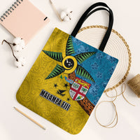 Malampa Fiji Day Tote Bag Tapa and Melanesian Patterns with Coat of Arms LT03 Black Strap One Size Multicolor - Polynesian Pride