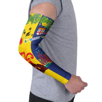 Malampa Fiji Day Arm Sleeves Volcano and Coral Reef with Culture Patterns Split Style LT03 - Polynesian Pride