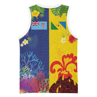 Malampa Fiji Day Basketball Jersey Volcano and Coral Reef with Culture Patterns Split Style LT03 - Polynesian Pride