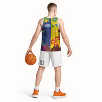 Malampa Fiji Day Basketball Jersey Volcano and Coral Reef with Culture Patterns Split Style LT03 - Polynesian Pride