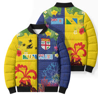 Malampa Fiji Day Bomber Puffer Jacket Volcano and Coral Reef with Culture Patterns Split Style LT03 - Polynesian Pride