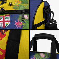 Malampa Fiji Day Duffle Bag Volcano and Coral Reef with Culture Patterns Split Style