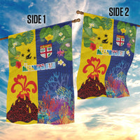 Malampa Fiji Day Garden Flag Volcano and Coral Reef with Culture Patterns Split Style LT03 - Polynesian Pride