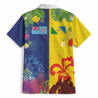 Malampa Fiji Day Hawaiian Shirt Volcano and Coral Reef with Culture Patterns Split Style LT03 - Polynesian Pride