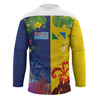 Malampa Fiji Day Hockey Jersey Volcano and Coral Reef with Culture Patterns Split Style LT03 - Polynesian Pride