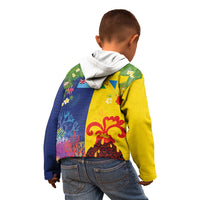 Malampa Fiji Day Kid Hoodie Volcano and Coral Reef with Culture Patterns Split Style LT03 - Polynesian Pride