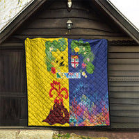 Malampa Fiji Day Quilt Volcano and Coral Reef with Culture Patterns Split Style LT03 - Polynesian Pride