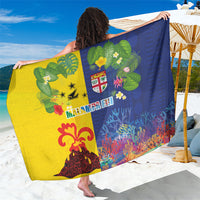 Malampa Fiji Day Sarong Volcano and Coral Reef with Culture Patterns Split Style LT03 One Size 44 x 66 inches Multicolor - Polynesian Pride