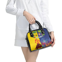 Malampa Fiji Day Shoulder Handbag Volcano and Coral Reef with Culture Patterns Split Style LT03 - Polynesian Pride