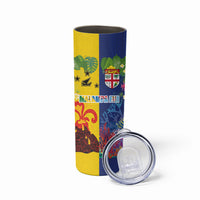 Malampa Fiji Day Skinny Tumbler Volcano and Coral Reef with Culture Patterns Split Style LT03 - Polynesian Pride