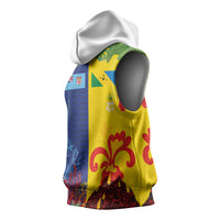 Malampa Fiji Day Sleeveless Hoodie Volcano and Coral Reef with Culture Patterns Split Style LT03 - Polynesian Pride